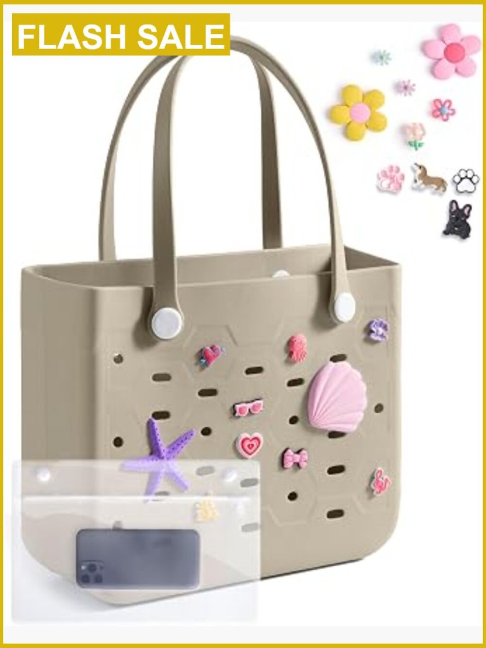 Water-Resistant Beach Tote Bag for Women, Sandproof EVA Travel Pool Bag,
